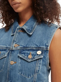 Scotch & Soda Sleeveless Organic Denim Jacket — Remade Classic -Scotch & Soda 164308 Remade 20Classic NHD DTL2
