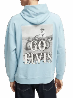 Scotch & Soda Elvis Relaxed-Fit Organic Hoodie -Scotch & Soda 164503 Fifties 20Blue NHD BCK
