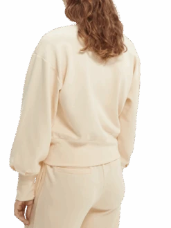 Scotch & Soda V-Neck Pleated Sleeve Top -Scotch & Soda 164668 Vanilla NHD BCK