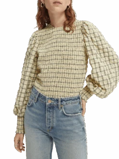 Scotch & Soda Checked Seersucker Top