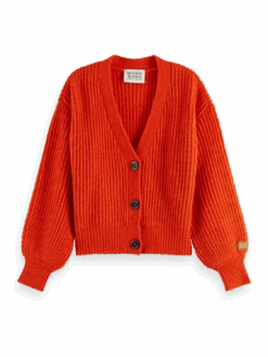Scotch & Soda Fuzzy Boxy-Fit Cardigan -Scotch & Soda 164741 Sunset 20Red FNT