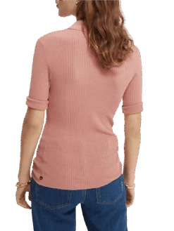 Scotch & Soda Slim-Fit Short-Sleeved Polo -Scotch & Soda 164745 Desert 20Pink NHD BCK