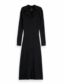 Scotch & Soda Ribbed-Knit Midi Dress -Scotch & Soda 164826 Black FNT