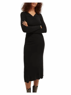 Scotch & Soda Ribbed-Knit Midi Dress -Scotch & Soda 164826 Black NHD DTL1
