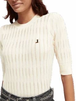 Scotch & Soda Slim-Fit Short-Sleeved Top -Scotch & Soda 164948 Vanilla NHD DTL1