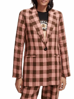 Scotch & Soda Checked Linen Blazer -Scotch & Soda 165255 Combo 20P NHD DTL1