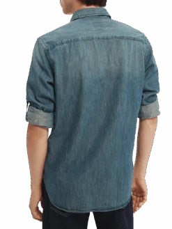 Scotch & Soda Lightweight Denim Shirt -Scotch & Soda 165310 indigo NHD BCK