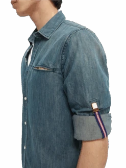 Scotch & Soda Lightweight Denim Shirt -Scotch & Soda 165310 indigo NHD DTL1
