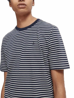 Scotch & Soda Organic Cotton Striped Crew Neck T-Shirt
