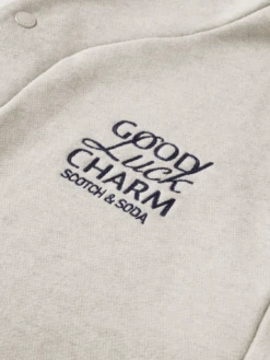 Scotch & Soda Graphic V-Neck Hoodie -Scotch & Soda 165510 Ecru 20Melange DTL6