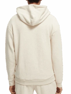 Scotch & Soda Graphic V-Neck Hoodie -Scotch & Soda 165510 Ecru 20Melange NHD BCK