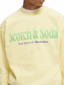 Scotch & Soda Garment-Dyed Graphic Sweater -Scotch & Soda 165801 Highlight 20Yellow NHD DTL1