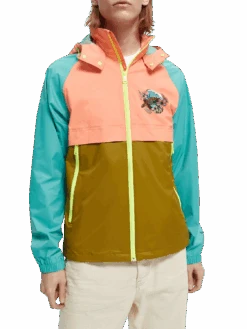 Scotch & Soda Colour-Block Water-Repellent Parka Jacket