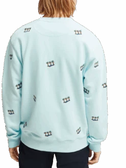 Scotch & Soda Embroidered Crewneck Felpa Sweatshirt -Scotch & Soda 166024 Combo 20C NHD BCK