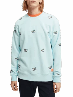 Scotch & Soda Embroidered Crewneck Felpa Sweatshirt