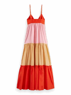 Scotch & Soda Colourblock Silk-Blend Maxi Dress -Scotch & Soda 166271 Combo 20Y BCK