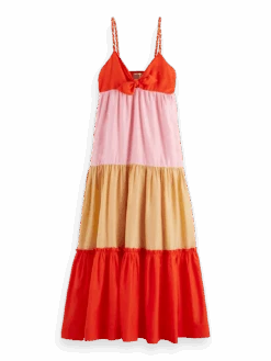 Scotch & Soda Colourblock Silk-Blend Maxi Dress -Scotch & Soda 166271 Combo 20Y FNT