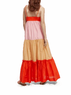 Scotch & Soda Colourblock Silk-Blend Maxi Dress -Scotch & Soda 166271 Combo 20Y NHD BCK