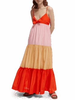 Scotch & Soda Colourblock Silk-Blend Maxi Dress