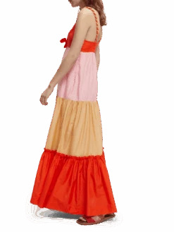 Scotch & Soda Colourblock Silk-Blend Maxi Dress -Scotch & Soda 166271 Combo 20Y NHD SDE