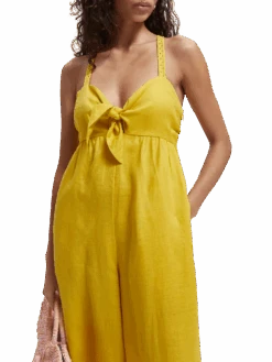Scotch & Soda Knotted Linen Jumpsuit 14 Scotch & Soda Knotted Linen Jumpsuit -Scotch & Soda 166288 Pineapple NHD DTL1