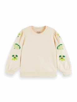 Scotch & Soda Embroidered Crewneck Sweatshirt -Scotch & Soda 166493 Vanilla FNT