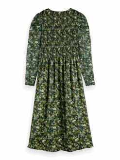 Scotch & Soda Printed Lace Sleeved Midi Dress -Scotch & Soda 166522 Combo 20I BCK