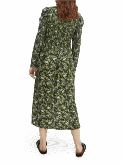 Scotch & Soda Printed Lace Sleeved Midi Dress -Scotch & Soda 166522 Combo 20I NHD BCK