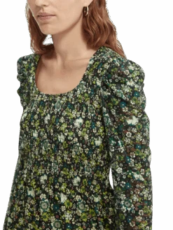 Scotch & Soda Printed Lace Sleeved Midi Dress -Scotch & Soda 166522 Combo 20I NHD DTL1