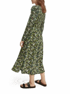 Scotch & Soda Printed Lace Sleeved Midi Dress -Scotch & Soda 166522 Combo 20I NHD SDE