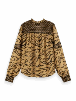 Scotch & Soda Printed Smocked Sheer Shirt -Scotch & Soda 166561 Combo 20K BCK