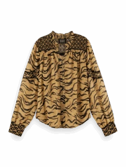 Scotch & Soda Printed Smocked Sheer Shirt -Scotch & Soda 166561 Combo 20K FNT