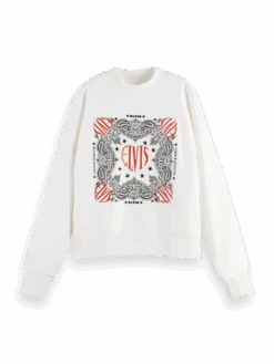 Scotch & Soda Elvis Graphic Organic Cotton Sweater -Scotch & Soda 166566 White FNT