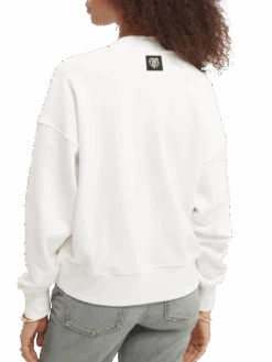 Scotch & Soda Elvis Graphic Organic Cotton Sweater -Scotch & Soda 166566 White NHD BCK