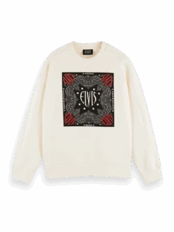 Scotch & Soda Elvis Graphic Cotton Sweater -Scotch & Soda 166589 Ecru FNT