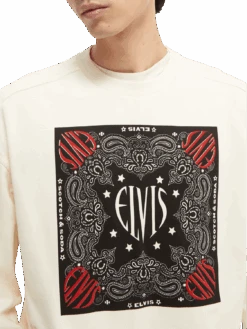 Scotch & Soda Elvis Graphic Cotton Sweater -Scotch & Soda 166589 Ecru NHD DTL1