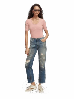 Scotch & Soda The Sky Straight Leg Distressed Jeans -Scotch & Soda 167056 Stardust MDL FNT