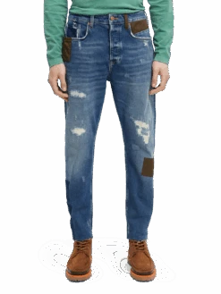 Scotch & Soda The Dean Loose Tapered-Fit Patchwork Jeans -Scotch & Soda 167190 Innovate 20Blue MDL CRP