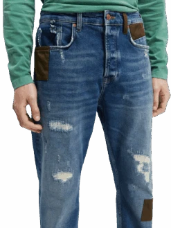 Scotch & Soda The Dean Loose Tapered-Fit Patchwork Jeans -Scotch & Soda 167190 Innovate 20Blue MDL DTL2