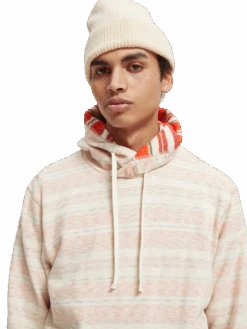 Scotch & Soda Striped Brushed Felpa Hoodie -Scotch & Soda 167216 Ecru 20Melange MDL DTL2