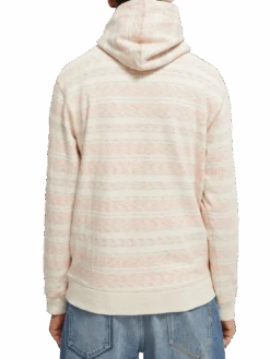 Scotch & Soda Striped Brushed Felpa Hoodie -Scotch & Soda 167216 Ecru 20Melange NHD BCK
