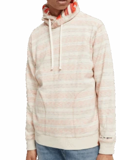 Scotch & Soda Striped Brushed Felpa Hoodie -Scotch & Soda 167216 Ecru 20Melange NHD DTL1