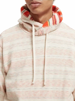 Scotch & Soda Striped Brushed Felpa Hoodie -Scotch & Soda 167216 Ecru 20Melange NHD DTL2