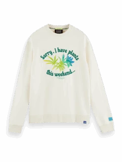 Scotch & Soda Organic Cotton Crewneck Artwork Sweatshirt -Scotch & Soda 167217 Ecru FNT