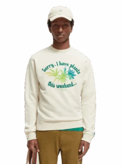 Scotch & Soda Organic Cotton Crewneck Artwork Sweatshirt -Scotch & Soda 167217 Ecru MDL CRP