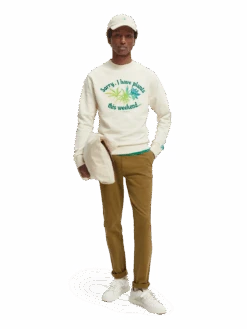 Scotch & Soda Organic Cotton Crewneck Artwork Sweatshirt -Scotch & Soda 167217 Ecru MDL FNT