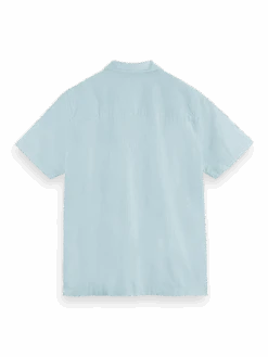 Scotch & Soda Short-Sleeved Corduroy Camp Shirt -Scotch & Soda 167298 Sky 20Melange BCK