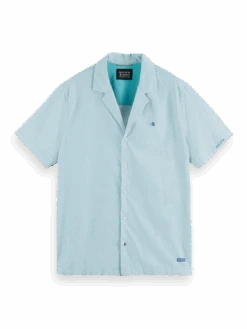 Scotch & Soda Short-Sleeved Corduroy Camp Shirt -Scotch & Soda 167298 Sky 20Melange FNT