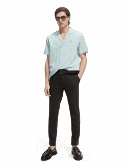 Scotch & Soda Short-Sleeved Corduroy Camp Shirt -Scotch & Soda 167298 Sky 20Melange MDL FNT