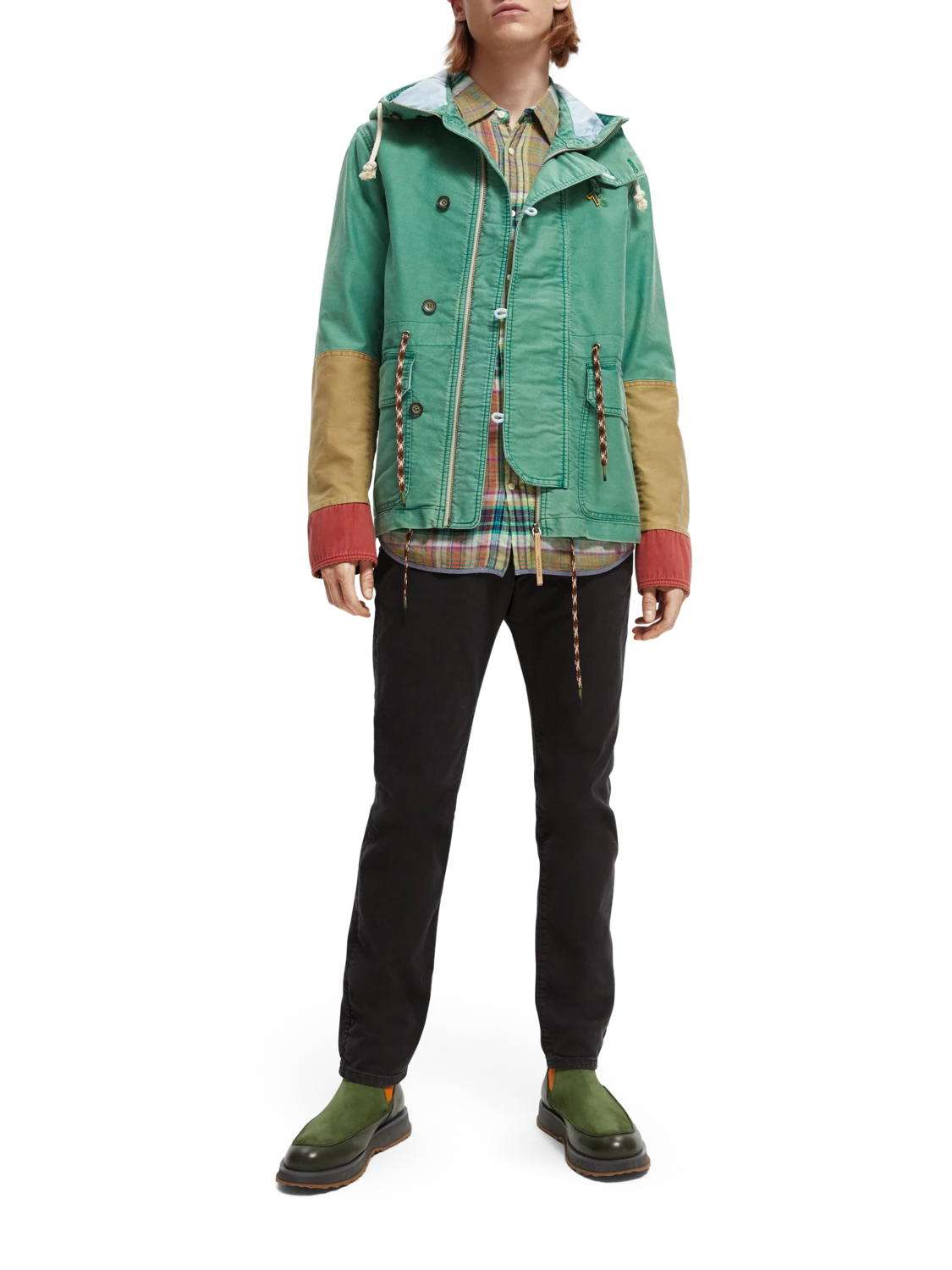 Scotch & Soda Organic Washed Colour Block Hooded Jacket 4 Scotch & Soda Organic Washed Colour Block Hooded Jacket - Image 2